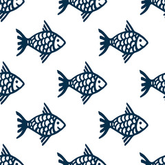 Fish seamless pattern marine 