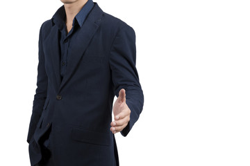 Obraz na płótnie Canvas businessman in blue suit isolate on white background