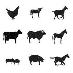 Farm animals silhouette