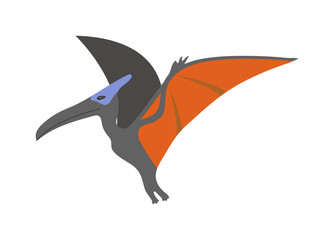 Funny cute pterodactyl dinosaur educational game characters for kids. Prehistoric flying reptile pterodactyl dinosaur vector. Dangerous pterodactyl dinosaur jurassic extinct cartoon monster.