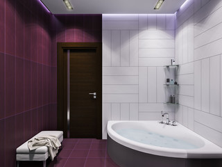 3d render interior design of a bathroom