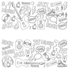 Vector doodle set with music hand drawn elements