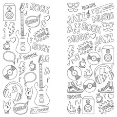 Vector doodle set with music hand drawn elements