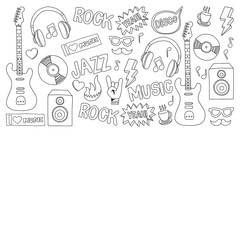 Vector doodle set with music hand drawn elements