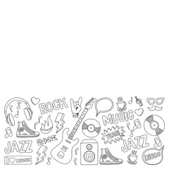 Vector doodle set with music hand drawn elements