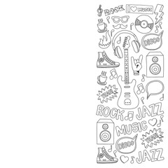 Vector doodle set with music hand drawn elements