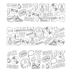 Vector doodle set with music hand drawn elements