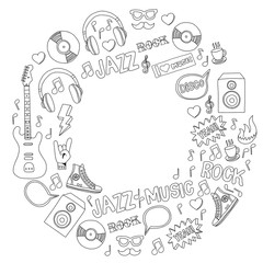 Vector doodle set with music hand drawn elements