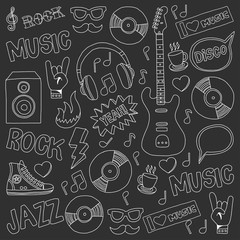 Vector doodle set Music and sound