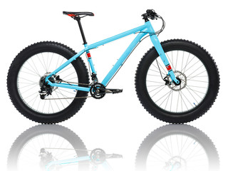 New blue bicycle isolated on a white