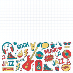 Doodle vector icons Music and sound