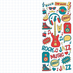 Doodle vector icons Music and sound