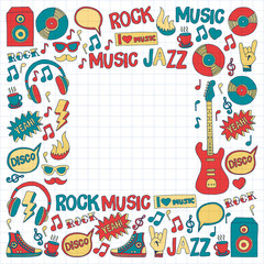Doodle vector icons Music and sound