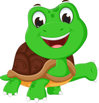 happy turtle cartoon waving