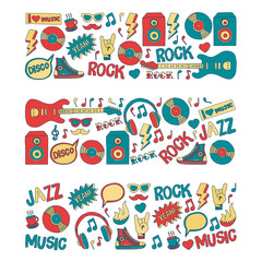 Doodle vector icons Music and sound