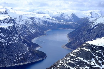 Fjords and snow-capped mountains