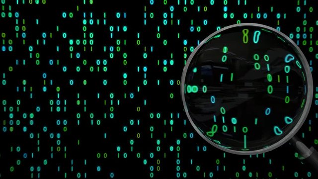 Data under magnifying glass binary spying spyglass 4k
