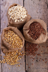 Wheat, oatmeal and buckwheat