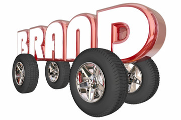 Fototapeta na wymiar Brand Leader Auto Car Model Word Wheels 3d Illustration