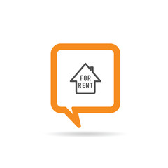 Fototapeta na wymiar square orange speech bubble with house rent icon illustration