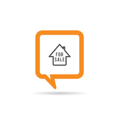 Fototapeta na wymiar square orange speech bubble with house sale icon illustration