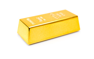 piece of gold bar on a white background