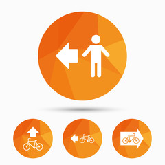 Pedestrian road icon. Bicycle path trail sign.