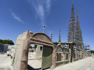 Watts towers in Los Angeles, California - obrazy, fototapety, plakaty