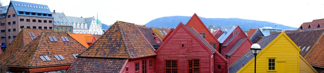 Fototapeta na wymiar Tile roofs of old houses