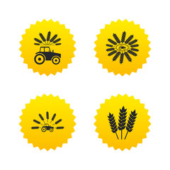 Tractor icons. Agricultural industry transport.