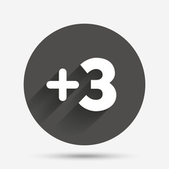 Plus three sign. Add three symbol.
