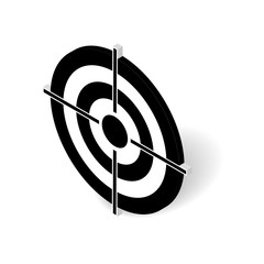 3D isometric vector target icon, business and sport concept