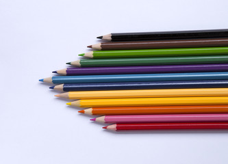 New colorful color pencil on white background