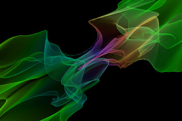3d render beautiful abstract color smoke on black background