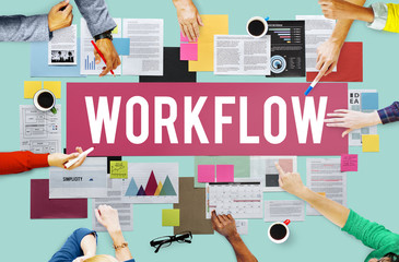Workflow Efficient Business Process Procedure Concept - obrazy, fototapety, plakaty