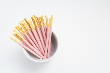Strawberry flavored bread sticks