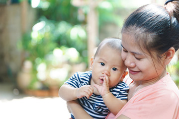 Asian mother and son