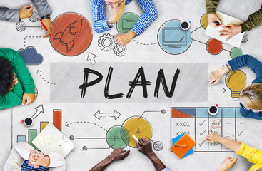 Plan Planning Business Sttrategy Data Analysis Concept - obrazy, fototapety, plakaty