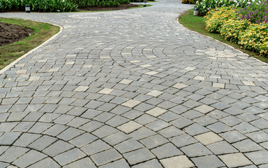 Concrete block Pathway in garden