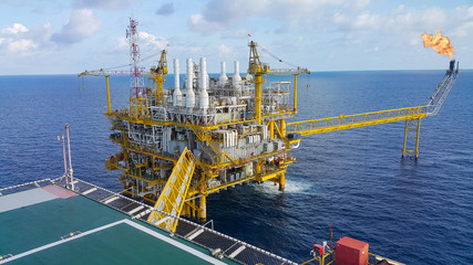 Offshore construction platform for production oil and gas, Oil and gas industry and hard...