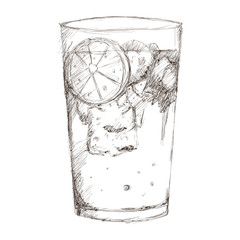tropical cocktail sketch icon