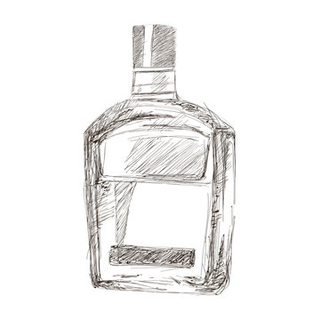 Liquor Bottle Sketch Icon