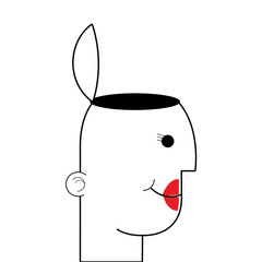 female person with open head icon