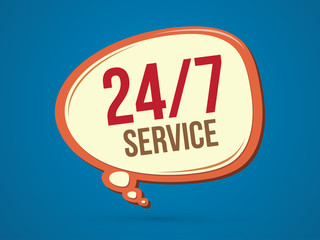 Balloon 24 hours a day and 7 days service sign graphic vector.