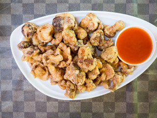 shitake mushrooms deep fried with chilli sauce