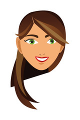 face of brunette woman icon