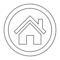 house pictogram inside circle icon