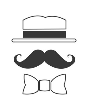 hat mustache and bowtie icon