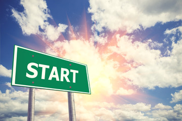 Start road sing for business and financial concepts.vintage colo