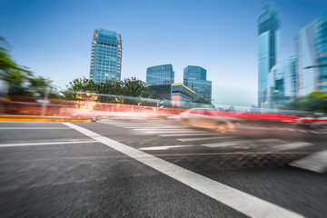 motion blurred urban traffic